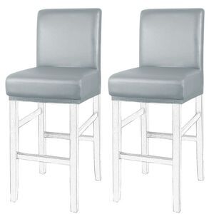 Waterproof Bar Stool Covers Counter Short Back Chair 2pcs Silver Gray